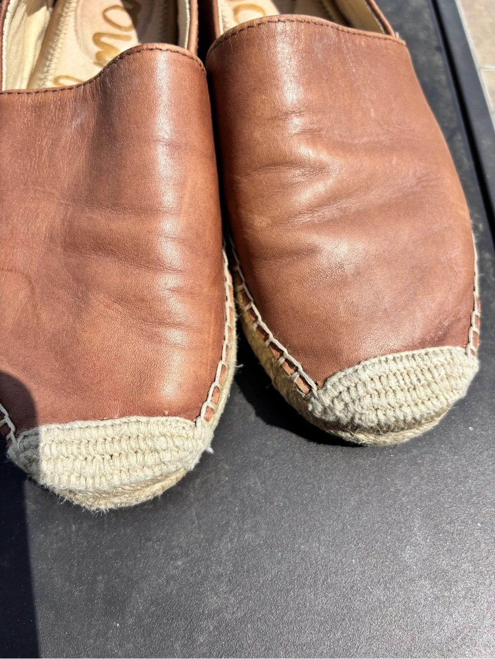 Sam Edelman Size 6.5 Women’s Brown Leather Espadrille Slip-Ons